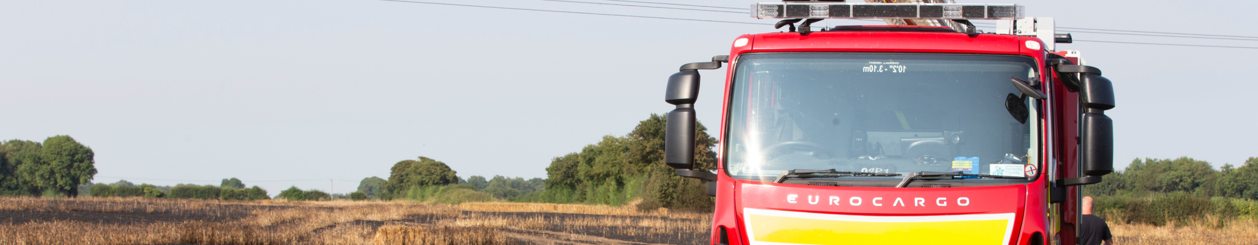 Kent Fire & Rescue Service fire engine in a field